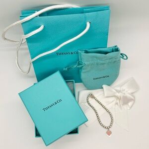 AUTHENTIC TIFFANY & CO. MINI HEART TAG BEAD BRACELET - PINK